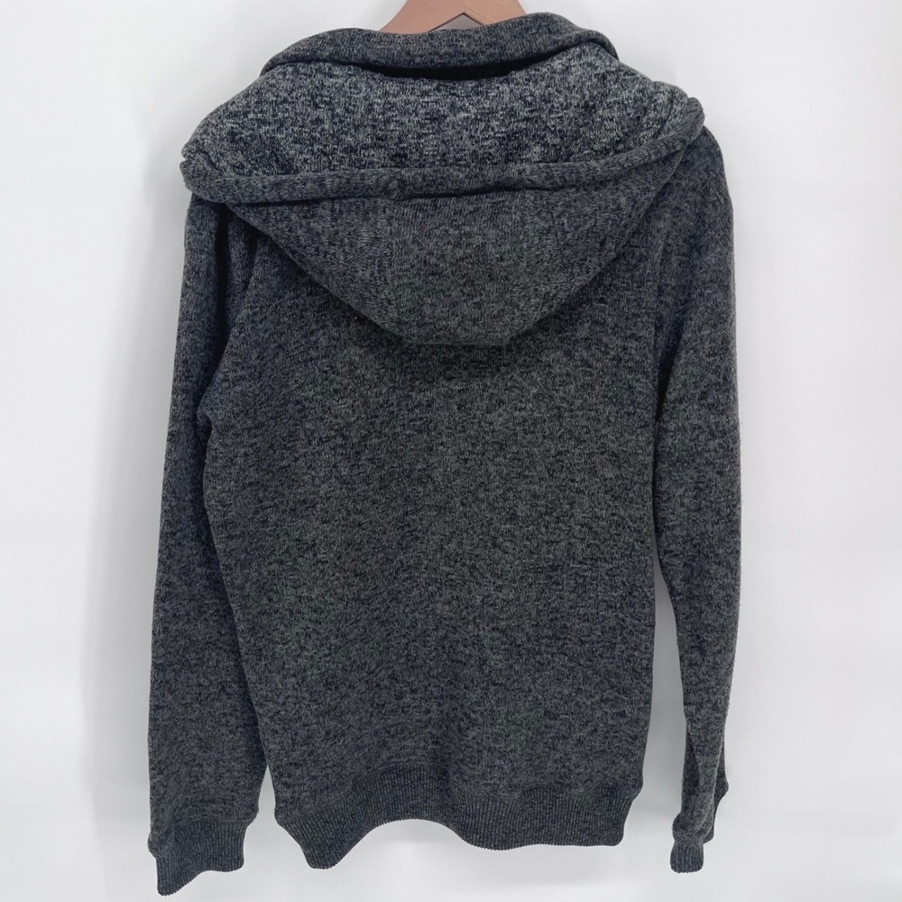 Quiksilver Full Zip Hoodie Mens Large Gray Marled Knit Sweater Surf Skate Casual - Picture 2 of 7
